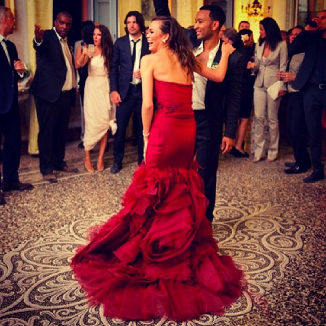 Chrissy Teigen Shows Off Red Wedding Dress E Online